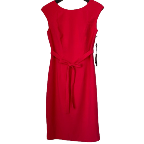 Adrianna Papell Red Bow Belted Sheath Dress Petite Size 6P - Picture 1 of 13